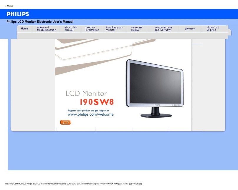 Philips 190SW8 Installation and operating instructions