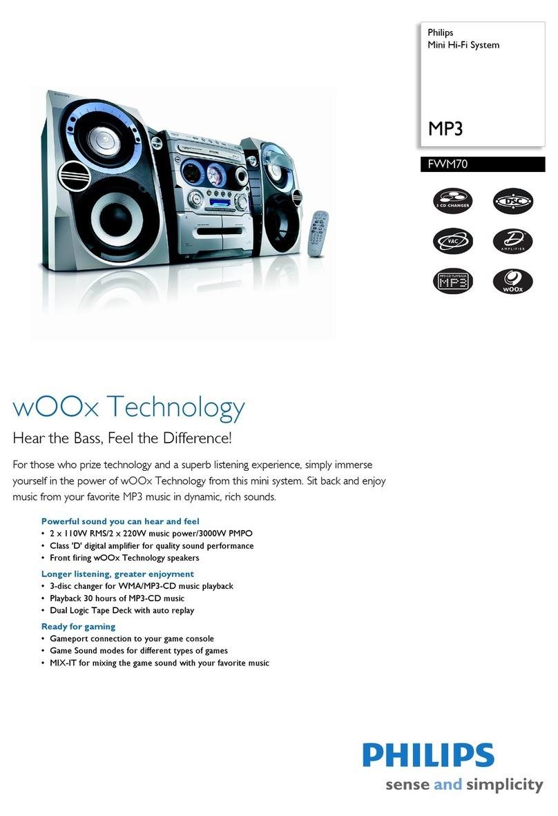 Philips FWM70 Specification sheet