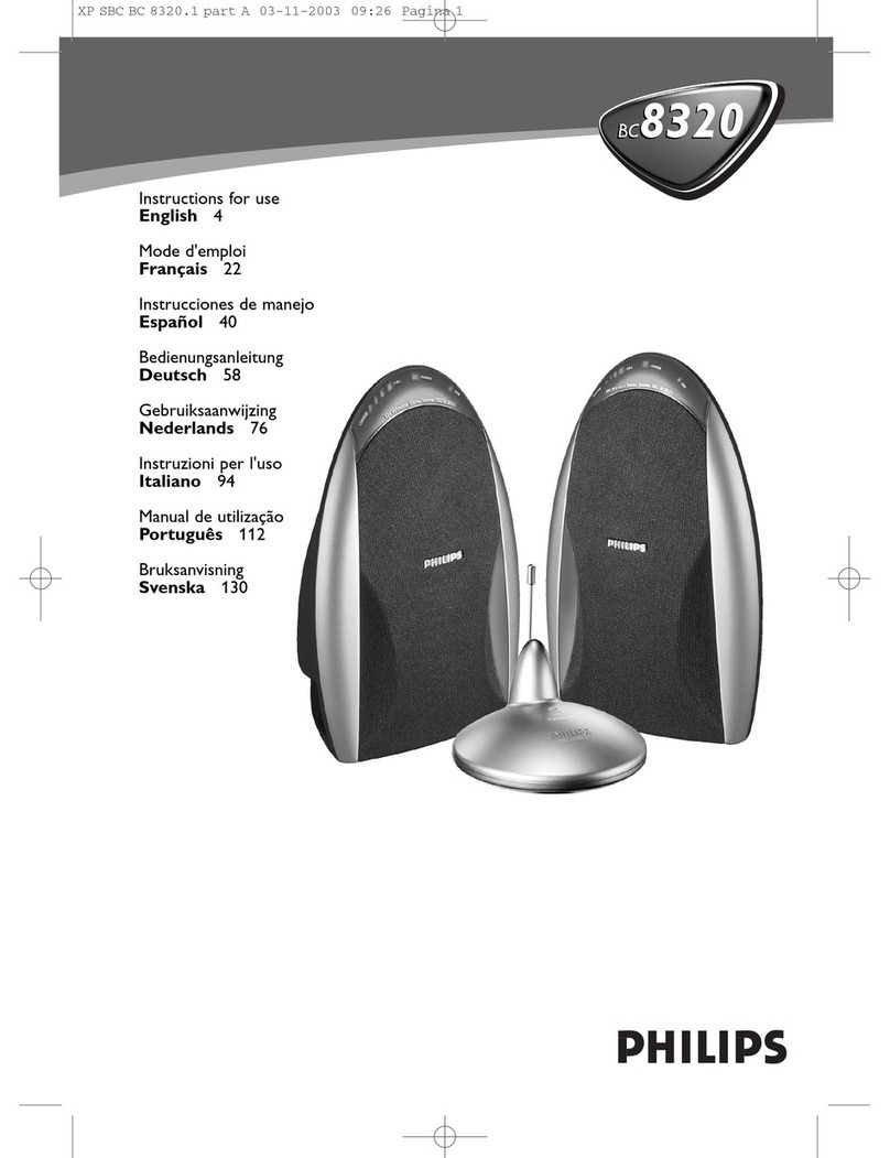 Philips Cordless Stereo Speakers SBC BC8320 User manual