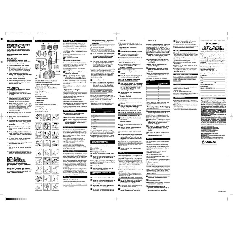 Philips Norelco G270/70 User manual