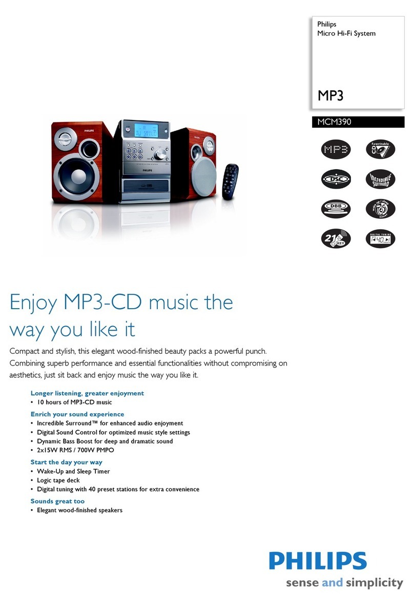 Philips MCM390 Specification sheet