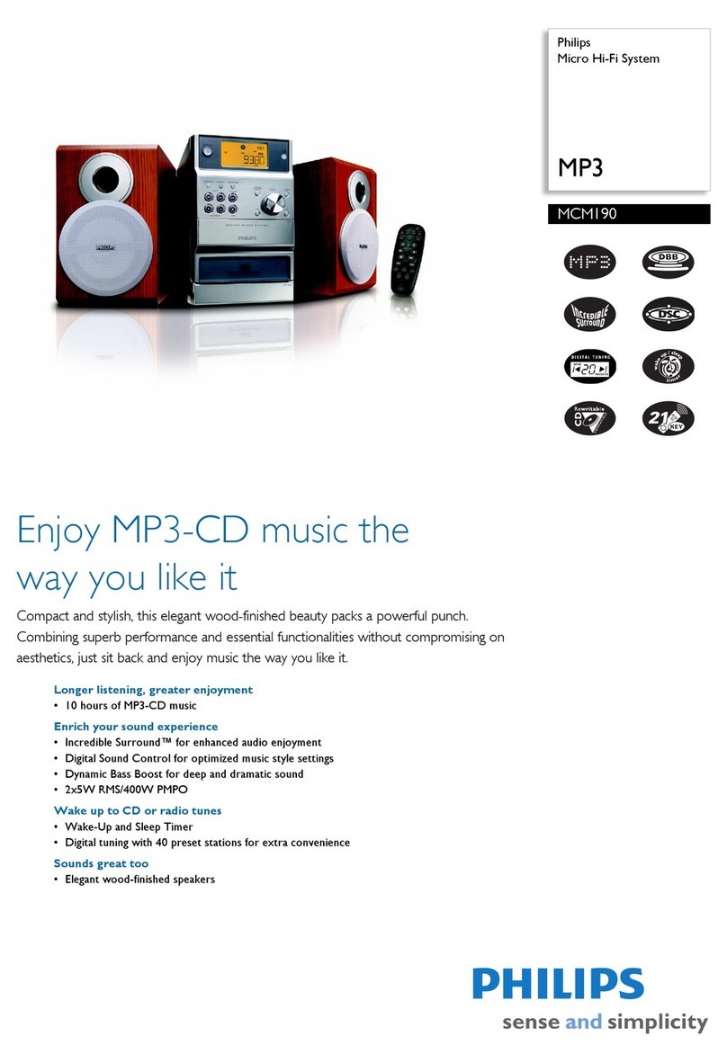 Philips MCM190 Specification sheet