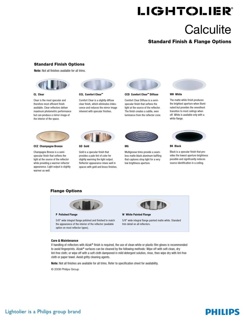 Lightolier Calculite Standard Finish & Flange Options User manual