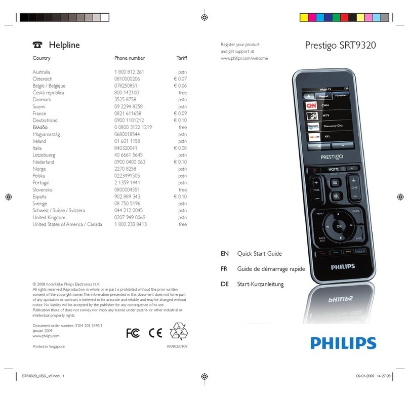 Philips Prestigo SRT9320 quick start guide