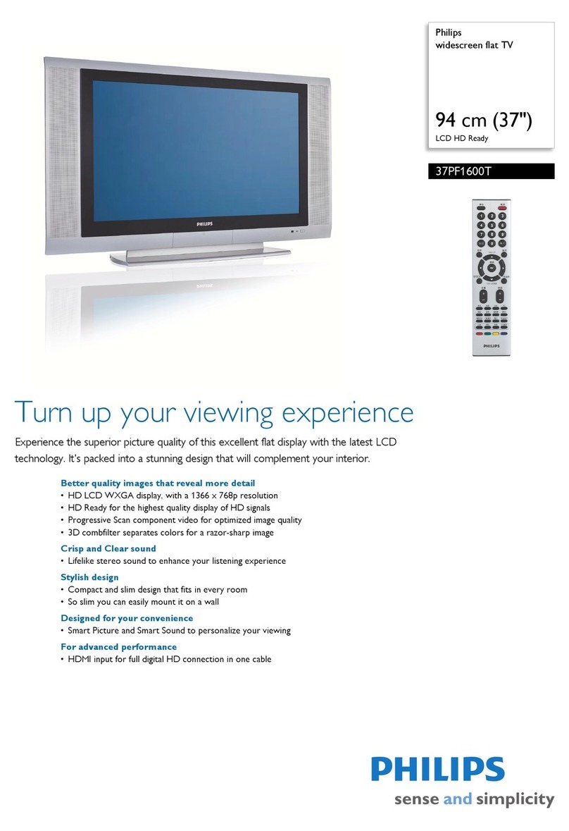 Philips widescreen flat TV 37PF1600T Specifications