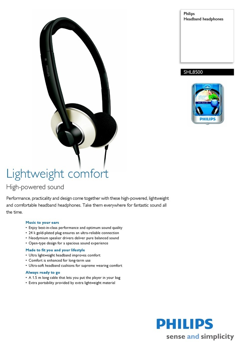 Philips SHL8500 Specification sheet