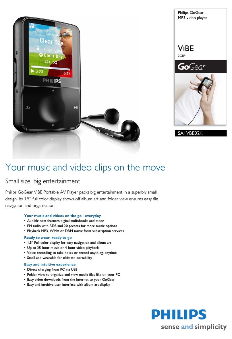 Philips GoGear SA1VBE02K/97 Specifications