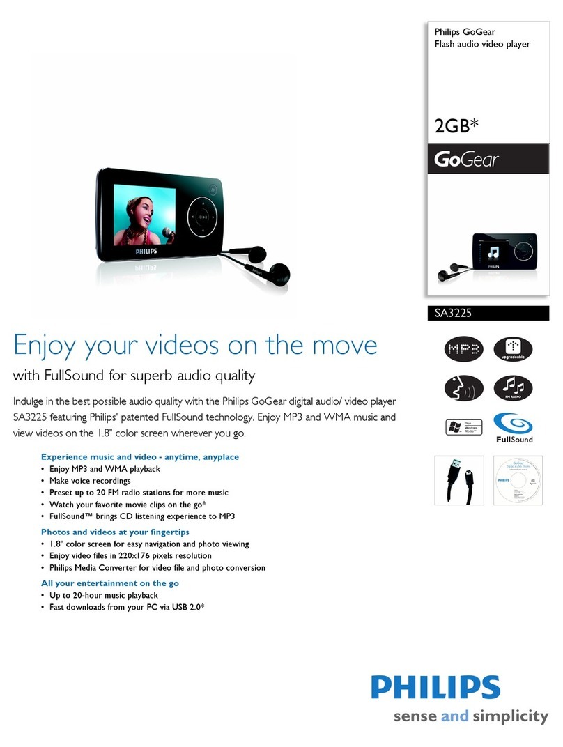 Philips GoGear SA3225 Specifications