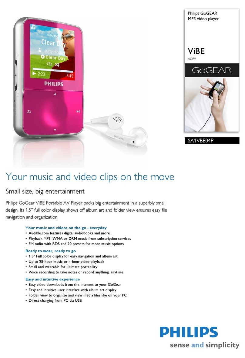 Philips GoGear ViBE SA1VBE04P Specifications