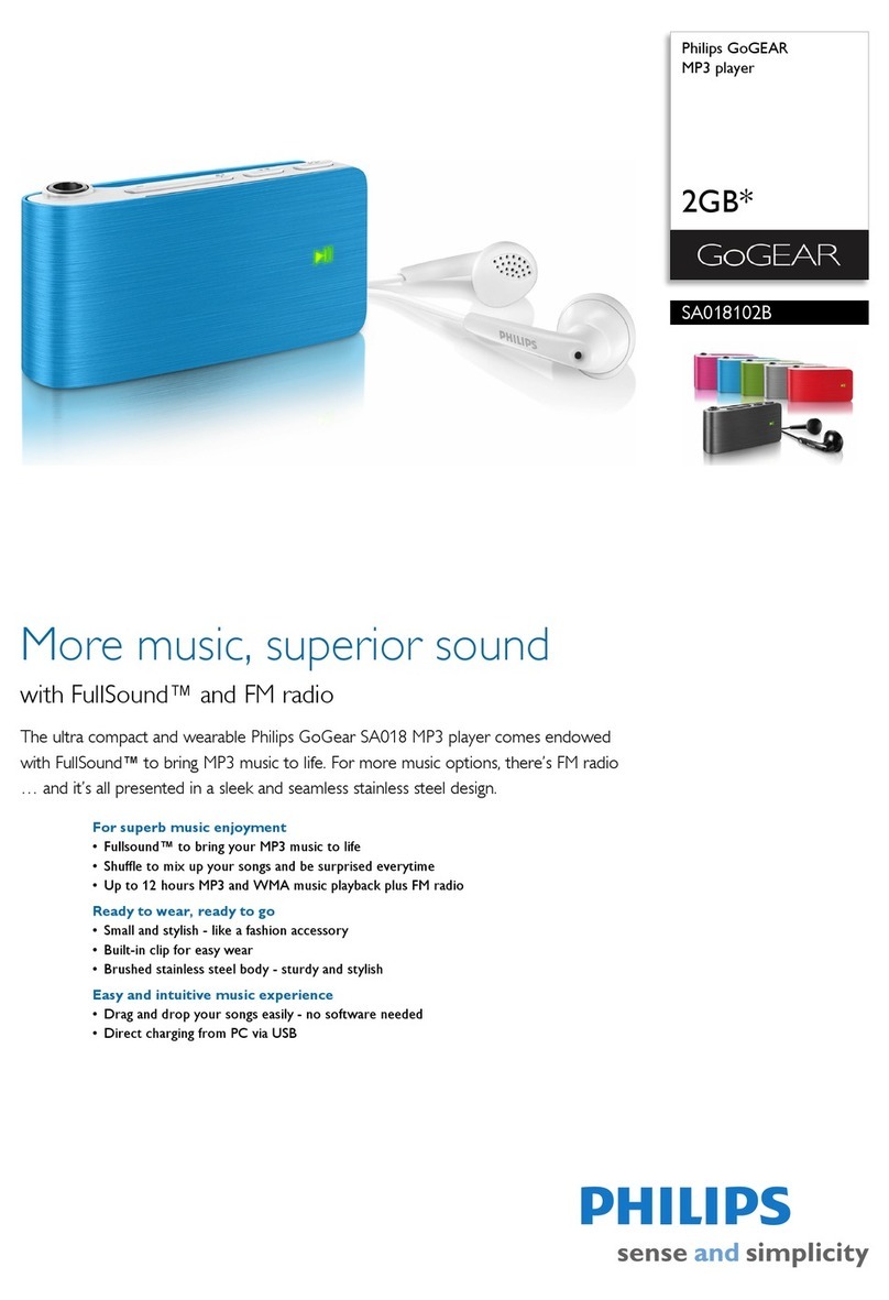 Philips GoGear SA018102B/97 Specifications