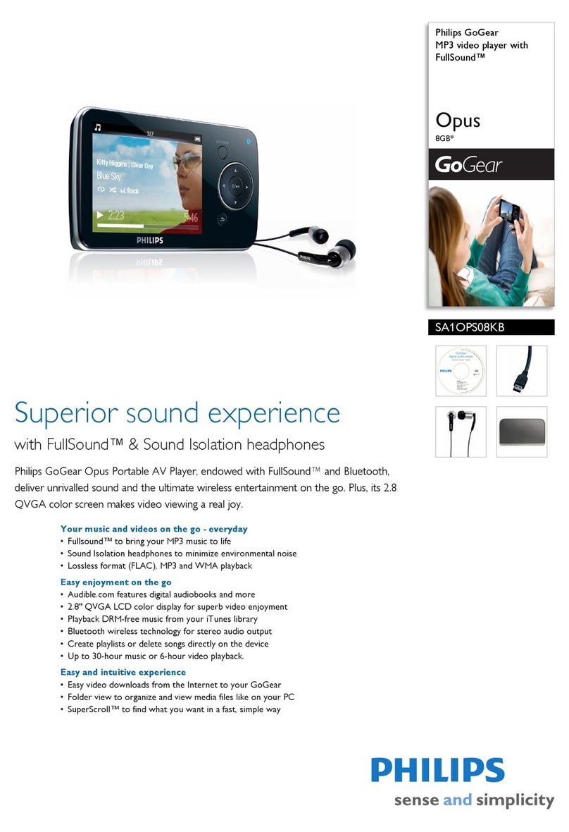 Philips GoGear Opus SA1OPS08KB Specifications