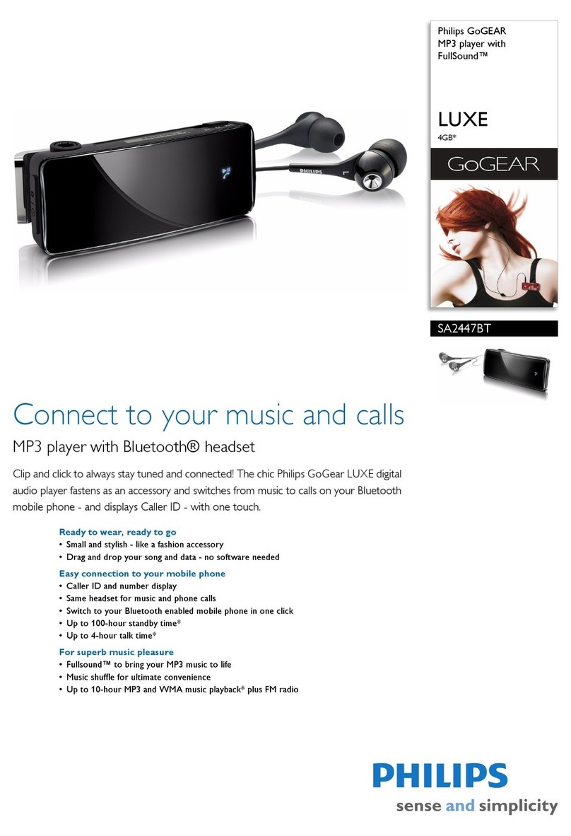 Philips GoGear LUXE SA2447BT Specifications