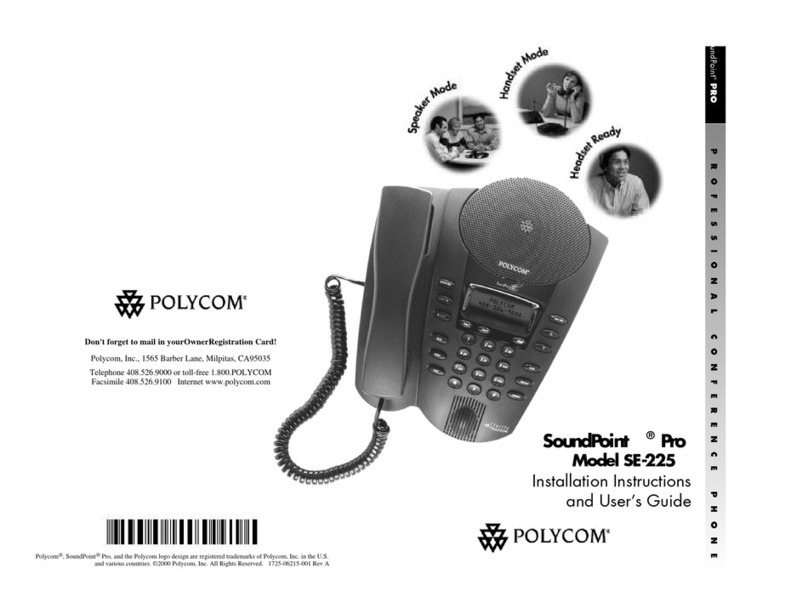 Polycom SoundPoint Pro SE-225 Installation instructions and user guide