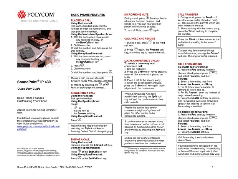 Polycom Polycom SoundPoint IP 430 Instruction manual