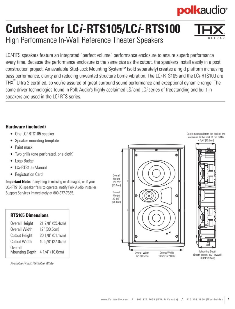 Polk Audio LCi-RTS105 Cutsheet