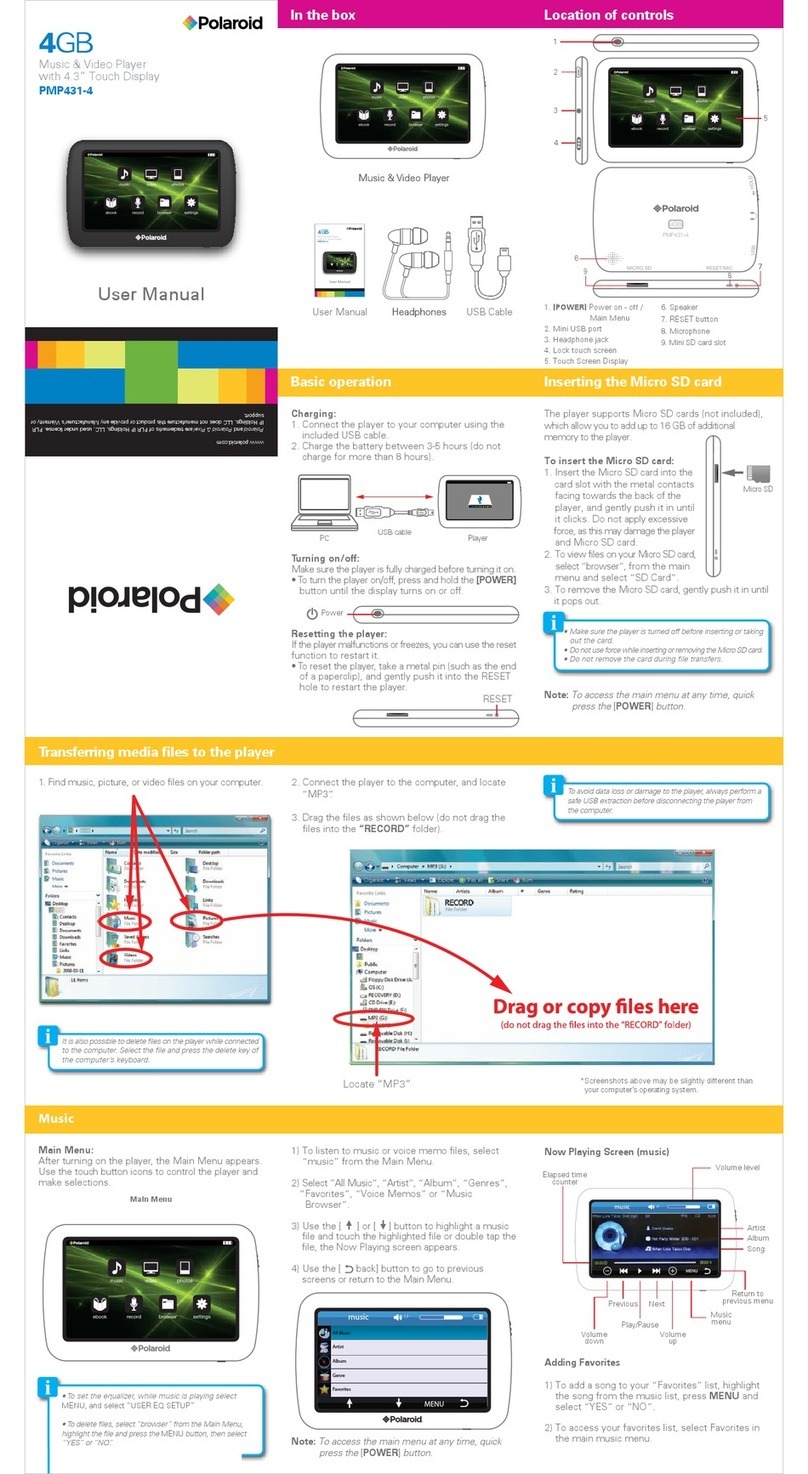 Polaroid PMP431-4 User manual
