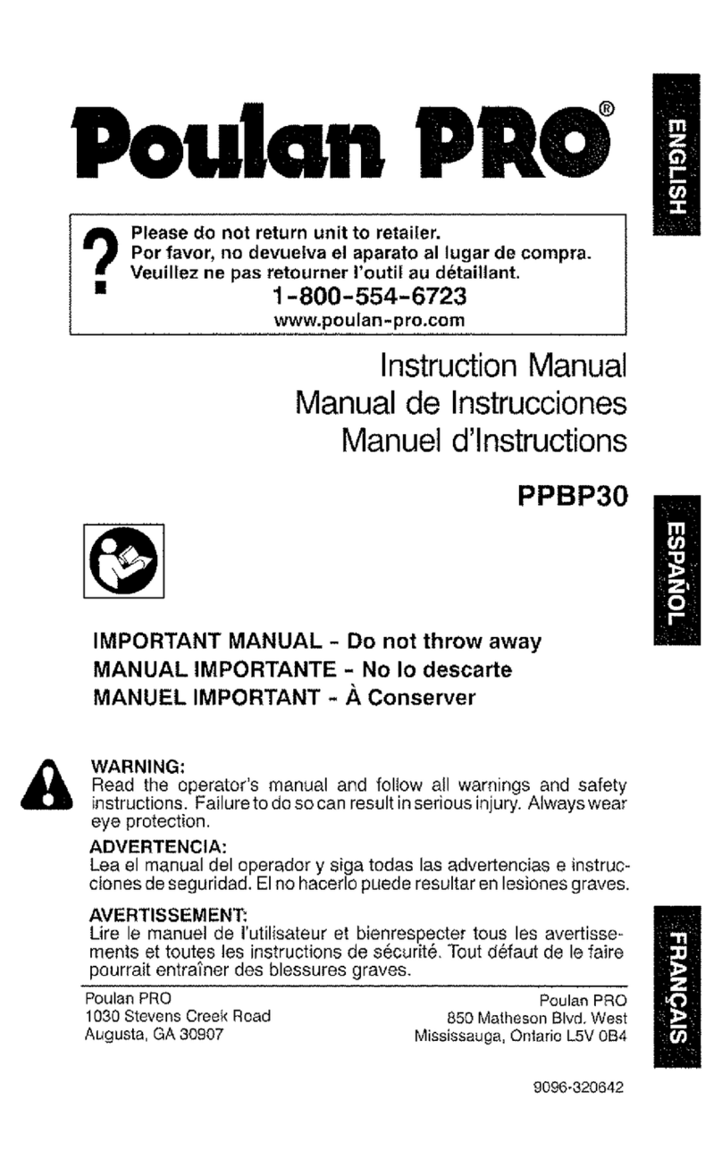 Poulan Pro PPBP30-9096320642 Instruction manuals