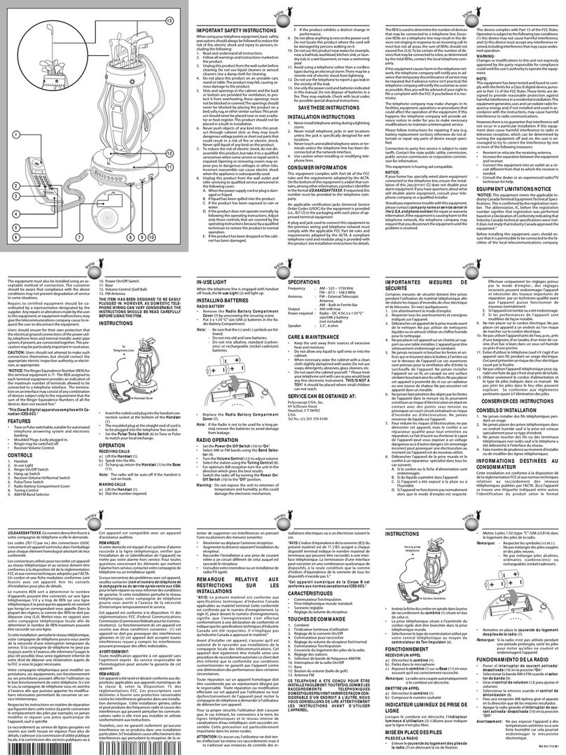 Polyconcept USA Telephone Important safety instructions
