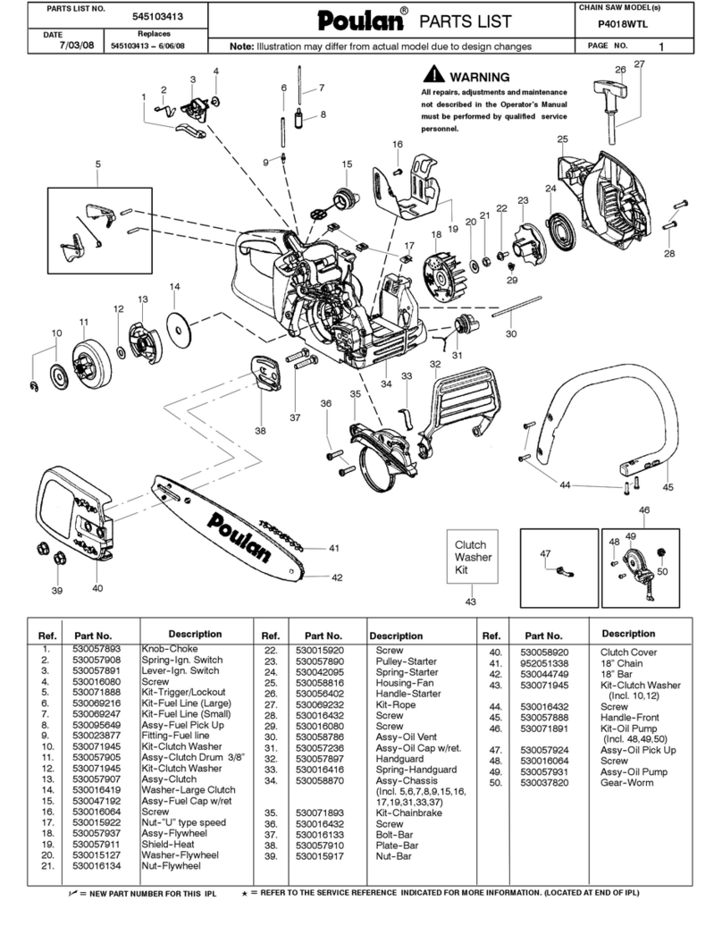Poulan Pro P4018WTL parts list