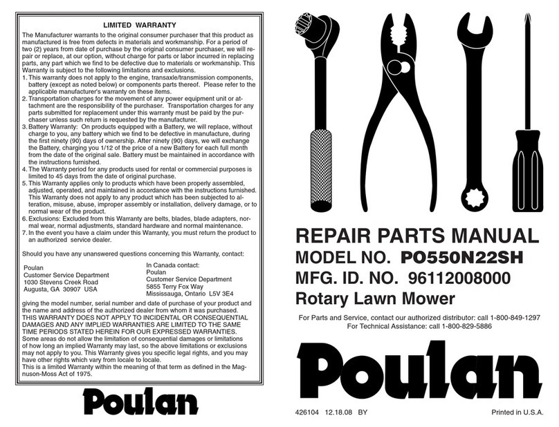 Poulan Pro PO550N22SH Owner's manual