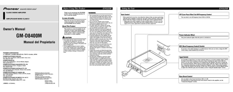 Pioneer GM-D8400M - Amplifier owner's manual