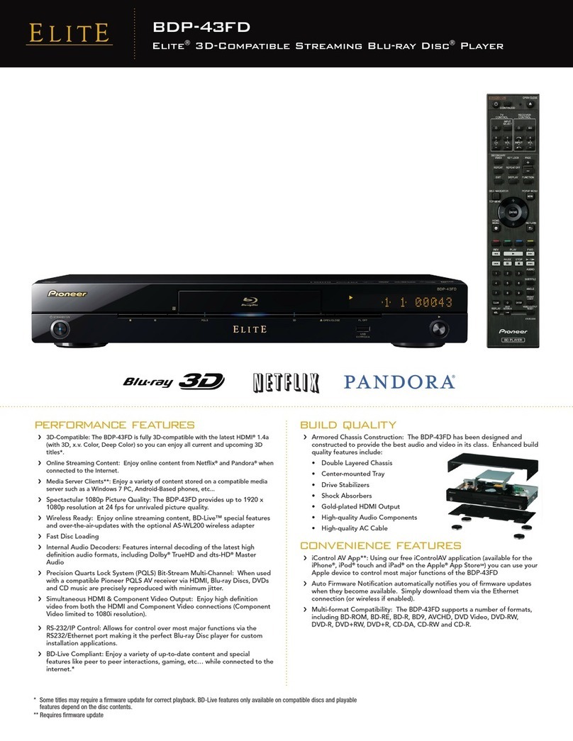Pioneer Elite BDP-43FD Specifications