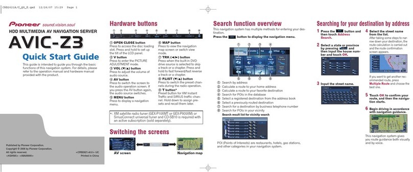 Pioneer AVIC-Z3 quick start guide Pioneer AVIC-Z3 quick start guide