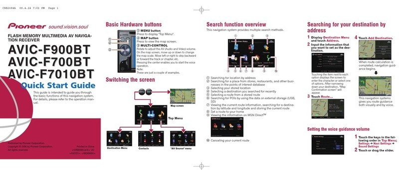 Pioneer Super Tuner IIID AVIC-F7010BT quick start guide