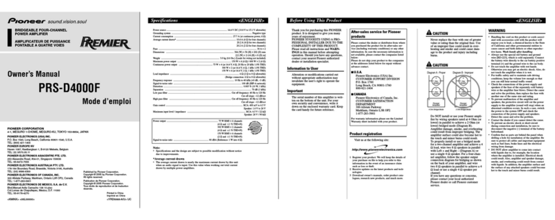 Pioneer PRS-D4000F - Premier Amplifier owner's manual
