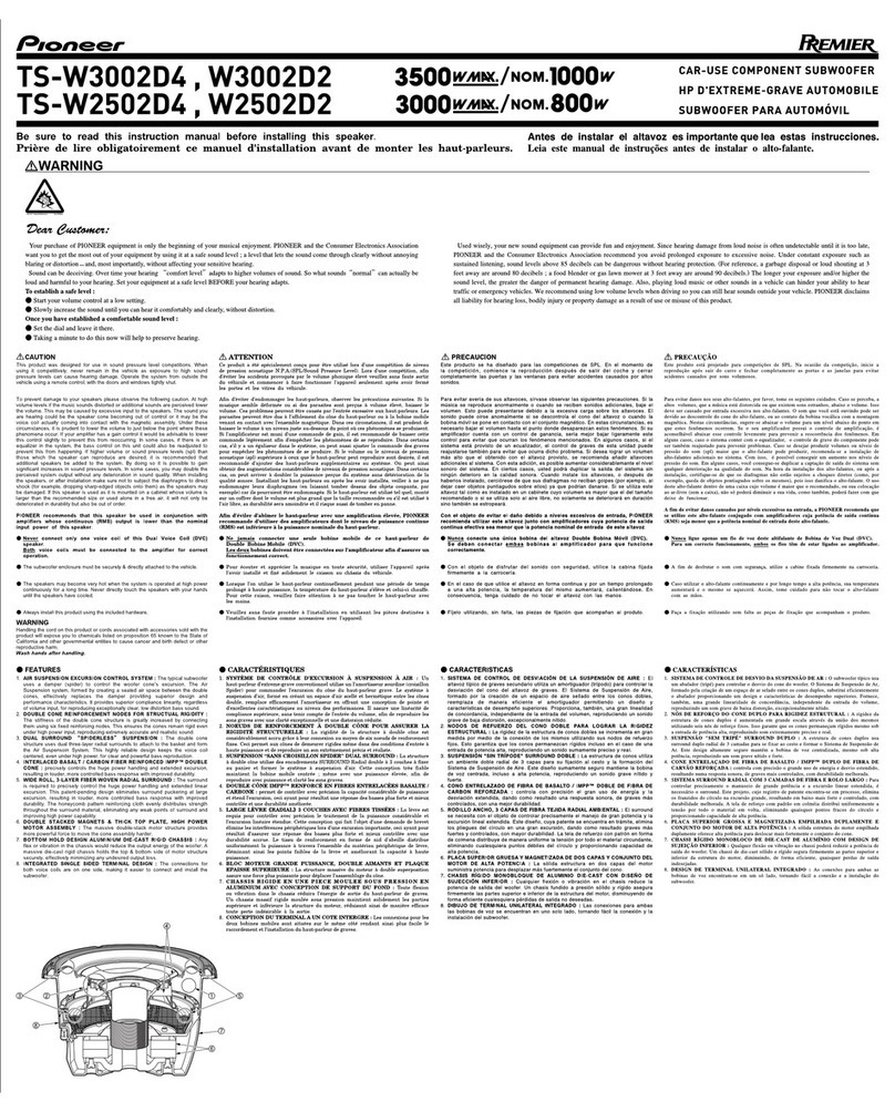Pioneer PRIEMIER TS-W2502D4 instruction manual
