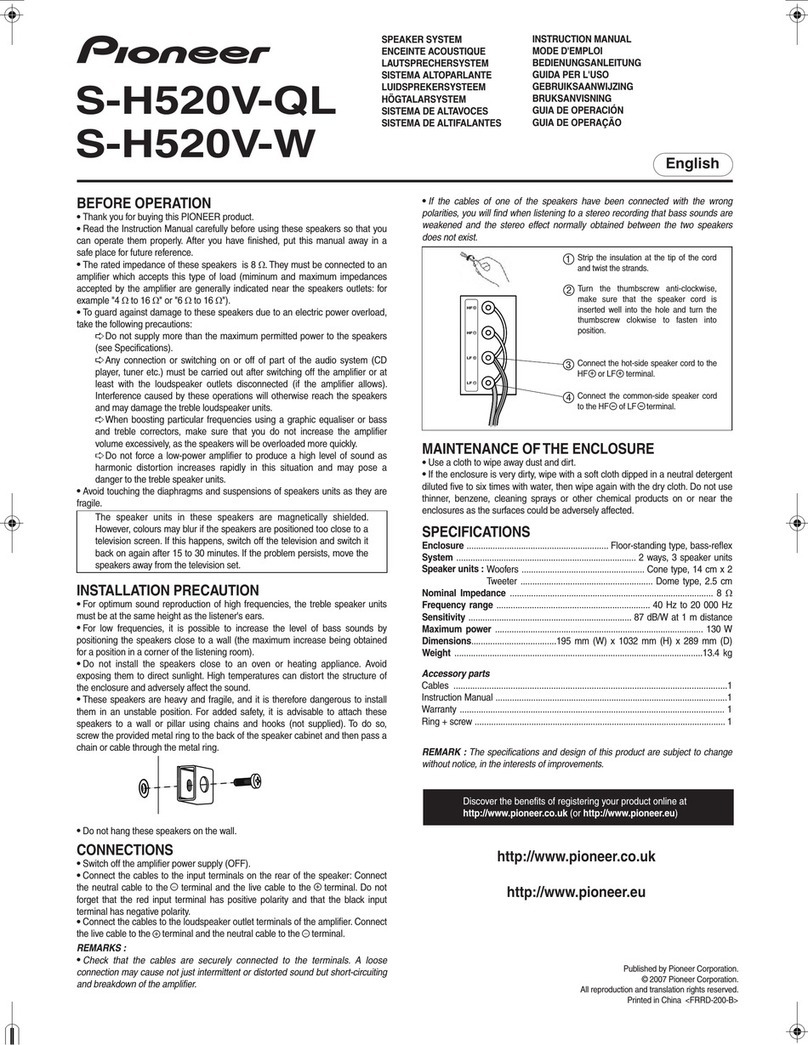 Pioneer S-H520V-QL User manual