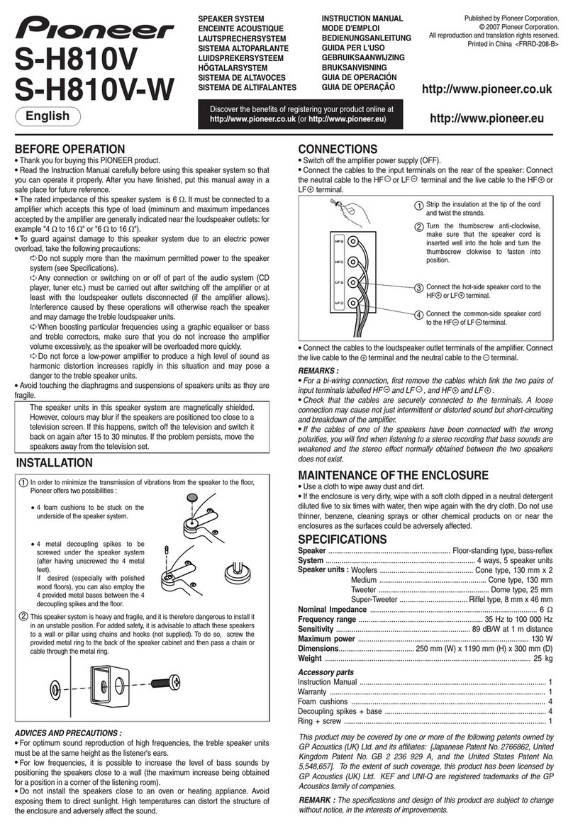 Pioneer S-H810V User manual