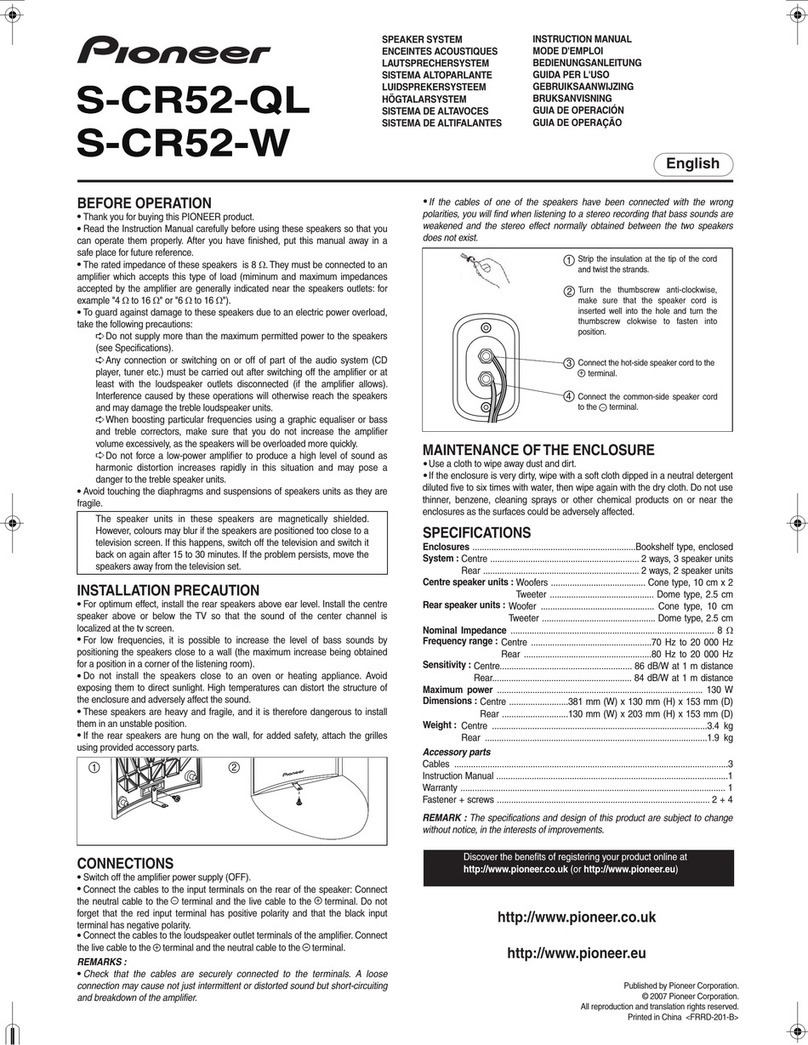 Pioneer S-CR52-QL User manual