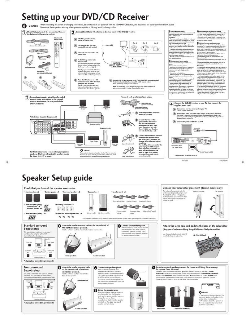 Pioneer HTZ-333DVD Setup guide