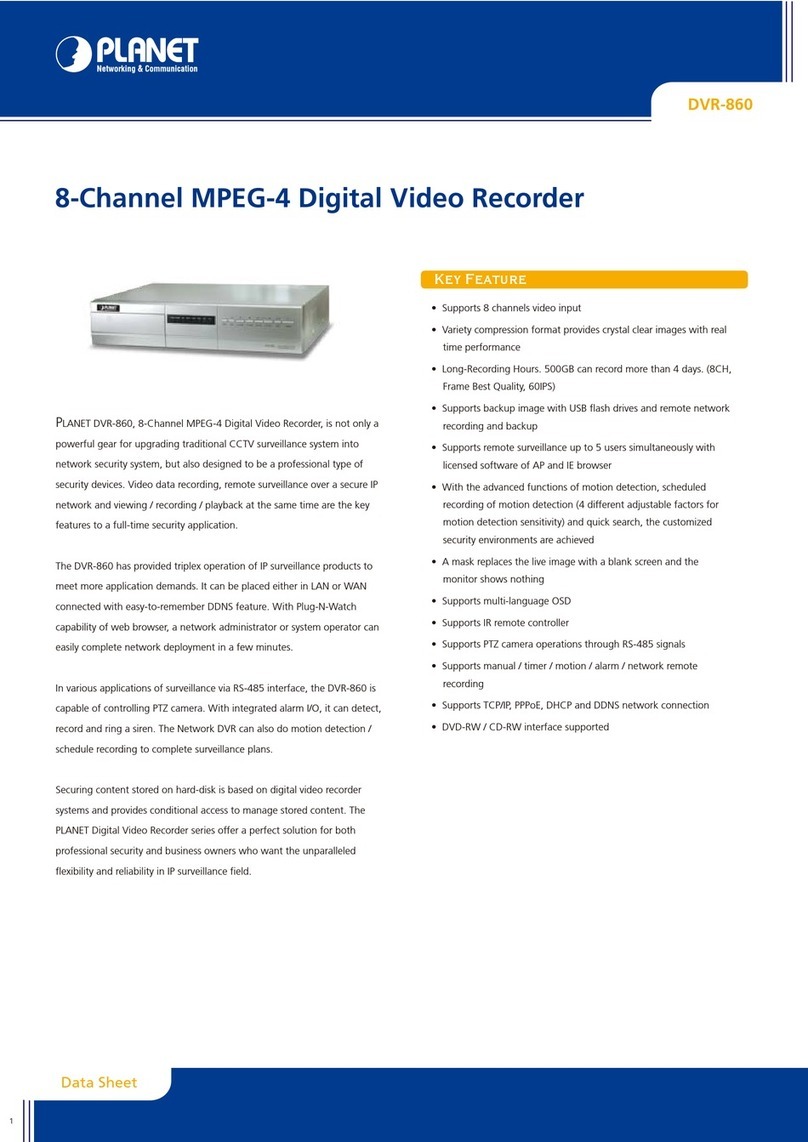 Planet DVR-860 Specifications