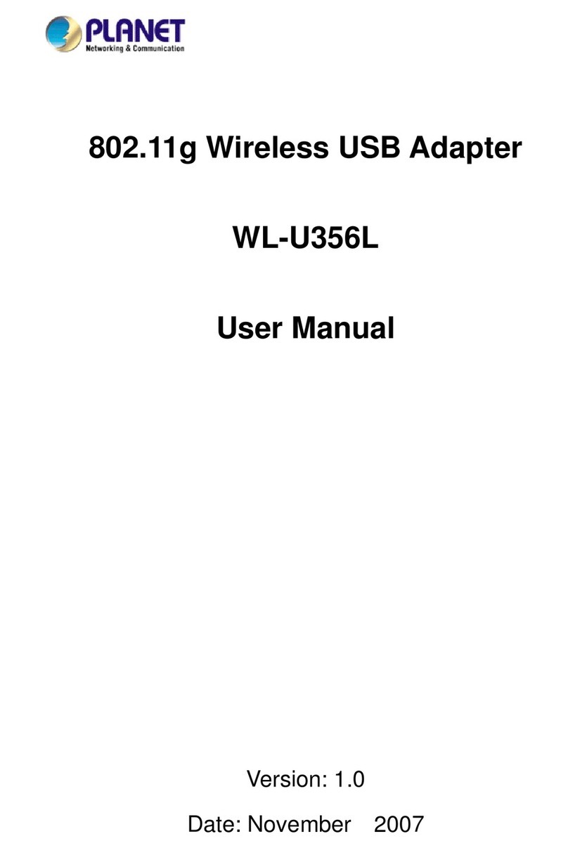 Planet 802.11g Wireless USB Adapter WLU-356L user manual