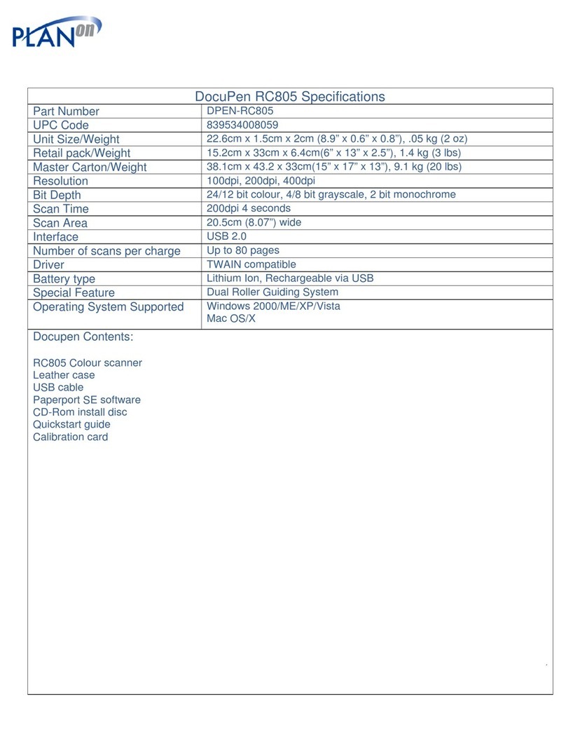 Planon DocuPen RC805 Specifications