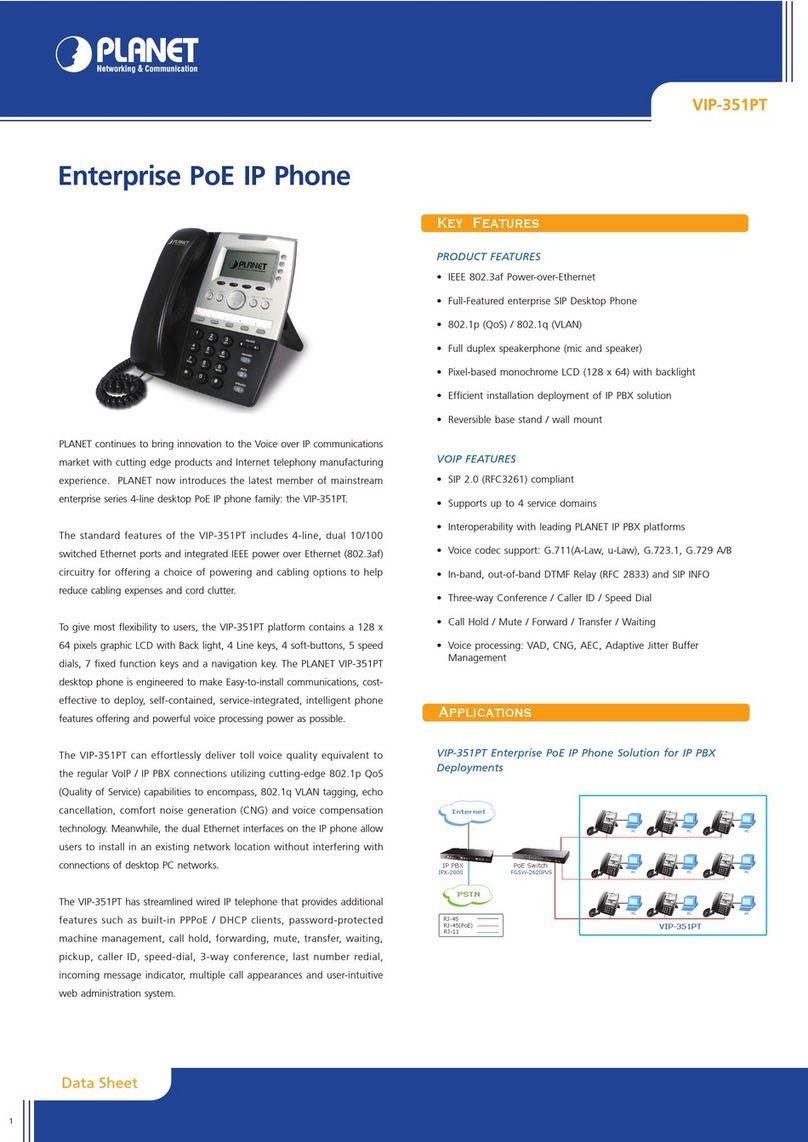Planet Networking & Communication VIP-351PT Specifications Planet Networking & Communication VIP-351PT Specifications