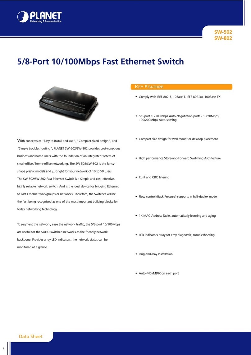 Planet SW-502 Specifications