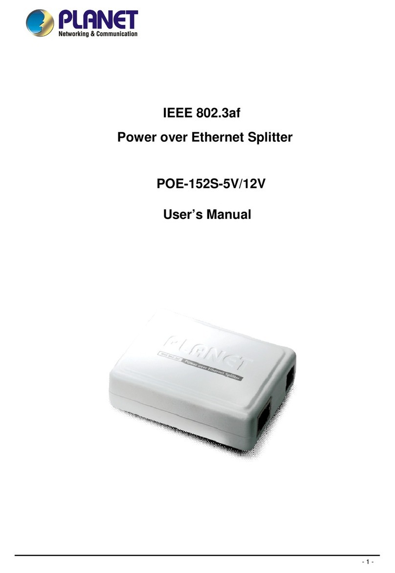 Planet Power over Ethernet Splitter POE-152S-12V User manual Planet Power over Ethernet Splitter POE-152S-12V User manual