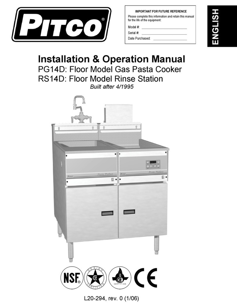 Pitco PG14D Installation and operation manual Pitco PG14D Installation and operation manual