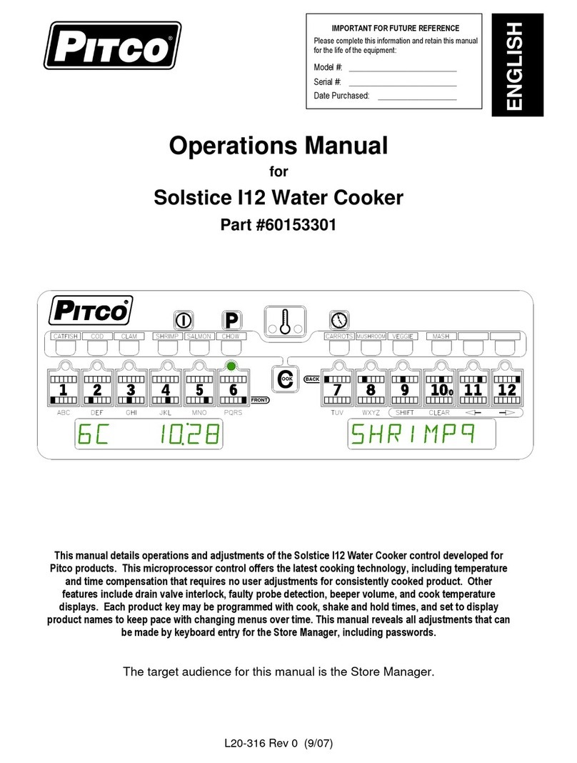 Pitco L20-316 Operation manual