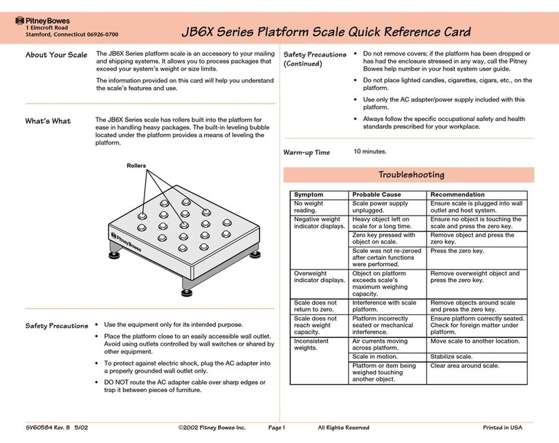 Pitney Bowes SV60584 Quick reference card