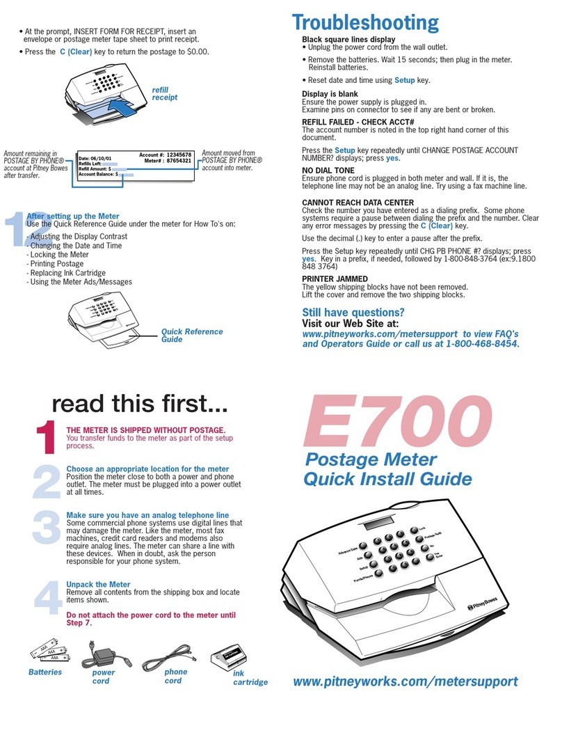 Pitney Bowes E700 Quick install guide Pitney Bowes E700 Quick install guide