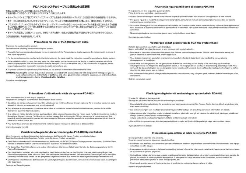 Pioneer PDA-H03 Precautions for use