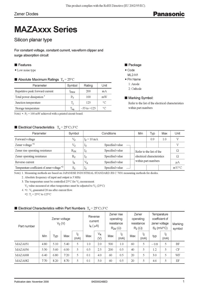 Panasonic Zener Diodes MAZAxxx Series User manual