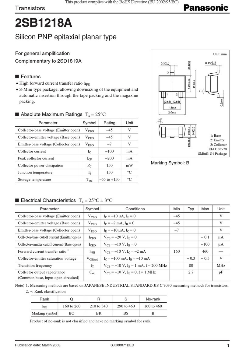 Panasonic Transistors 2SB1218A User manual