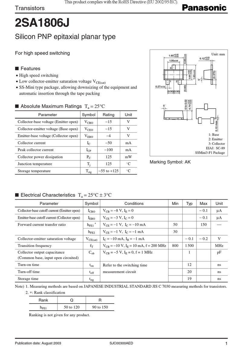 Panasonic 2SA1806J Specification sheet