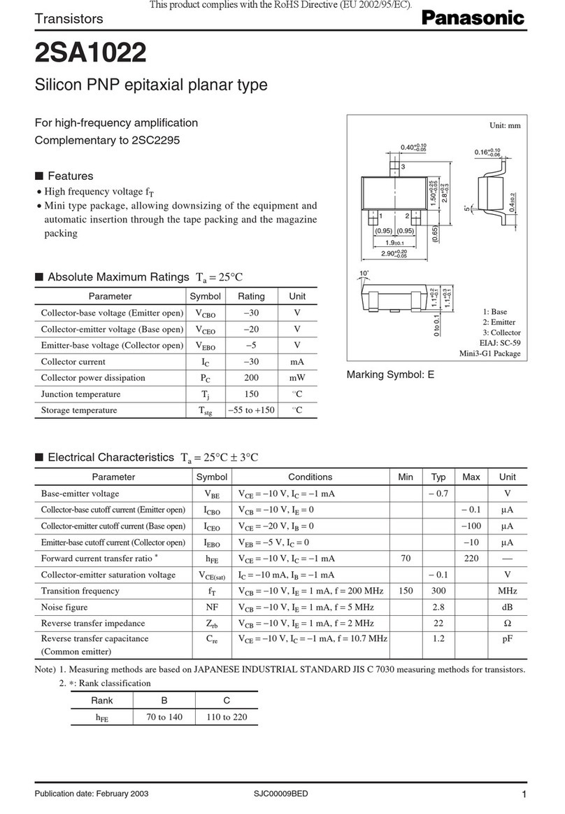 Panasonic 2SA1022 User manual