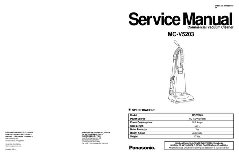 Panasonic MCV5203 - COMMERCIAL VACUUM Service manual Panasonic MCV5203 - COMMERCIAL VACUUM Service manual